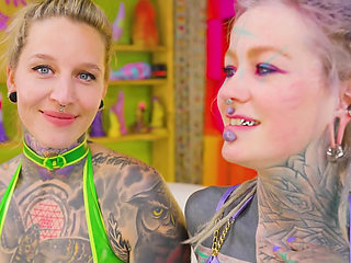 Barely There String & Tight Vinyl Tease - German Girls Spank Each Other Then Fuck With Strap-On In Pussy And Ass