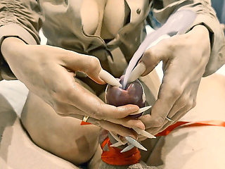 A MILF Stretches Her Stepson's Urethra so He Can Cum Easier