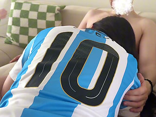 Football Girl Shaking Ass Cheer up for World Cup