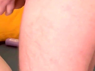 Stepdaughter Masturbates Her Stepdad with Her Feet Until He Cums