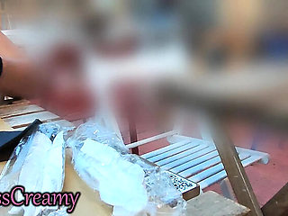 My Wife Flashing No Panties in City Center - Risky Outdoor Sex with Miss Creamy