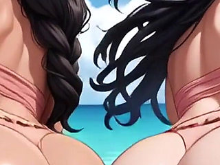 Desi Aunty Indian Dance on Beach (ai Animation)