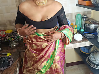 Married women Hot sex while cooking in kitchen