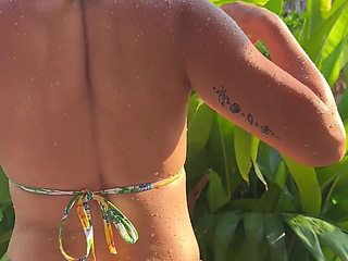 Beauty Bikini Fun and Sexy Dance in Garden