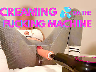 Dildo Machine Fucks My Creamy Pussy - German Amateur Soaks Her Tights