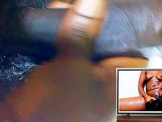 7inch cock masturbating while watching wet and hot pussy masturbating!