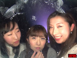 Tsubaki Kato and Himari Ogawa Initiate Ryo Kitakata Into Lesbian Tongue Kissing (レズ)