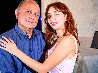 Skinny and flexible model Noi Feja rammed by dirty-minded old man