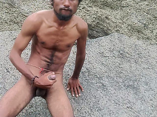 Hot boy masterbating in forest morning