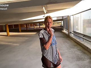 Horny Blonde MILF Slut Gets Fucked Throughout the Parking Garage