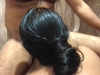 Tamil girl and her husband suck his penis in the bathroom