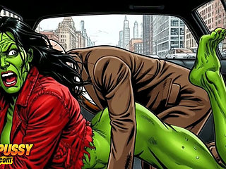 Horny Bitch Gets Her Dose of Sexual Pleasure in a Taxi. Cartoon Comic
