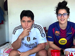 Watching Football Game, Latina Teen Loses Bet, Big Ass Blowjob POV