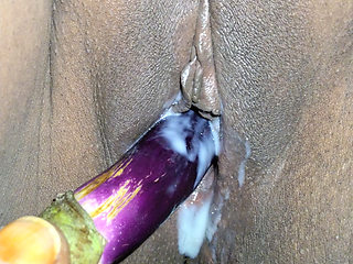 Stepsister fucked with stepbrother helping huge 6 inch brinjal wet pussy cum out