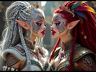 Beautiful Elves Princess Kissing, Ai Animation