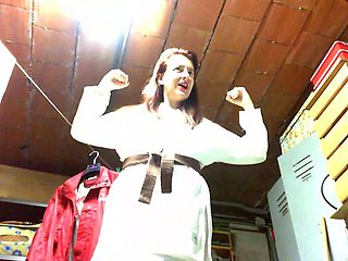 Your Italian Giantess Practices Karate in a Cellar and Crushes You Under Her Dirty Feet