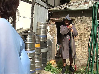 Redhead Milf does outdoor fuck with husband at the farm