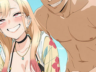 Marin Kitagawa and Gojo Hentai Animation sex on beach Anime Cartoon Missionary Blowjob Footjob Japanese Asian Fuck MILF pussy li