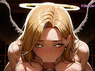 Divine beauty with tattered wings gets fucked hard and soaked in cum by mortal lover (AI Porn)