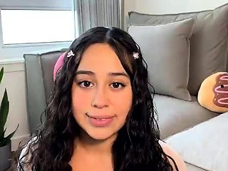 Brunette solo darling masturbating at home