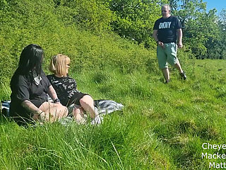 Lesbian couple films themselves in the nature