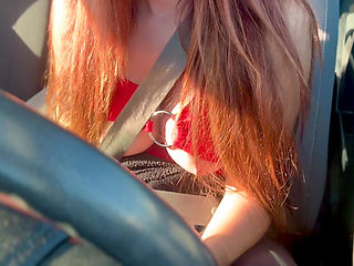 Italian Big Tits MILF Sexy Car Ride Big Tits Flashing Horny Nipples