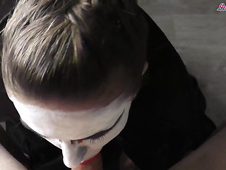 Vampire girl passionate sucks big cock to cum in mouth