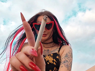 Smoking fetish. Which smoke excites you more: cigarette smoke or stick smoke?