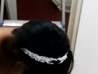 Naughty Maid Teases with the Broom - Black-haired Beauty in Stockings and Garters Goes Topless