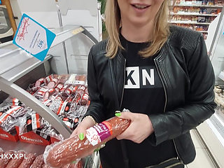 I met her while shopping, she gives me a blowjob in a public restroom and she swallows a huge load of cum