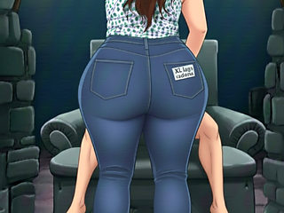 Wife Blanca Caderona Pulls Down Jeans And Slowly Provokes Him XL Booty