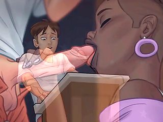 Wacky music professor gives her schoolgirl a public blowjob