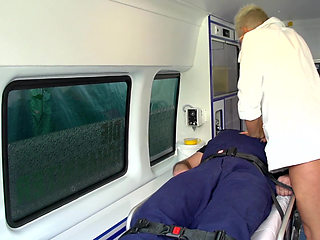 Sexy natural nurse gets fucked in the hospital car