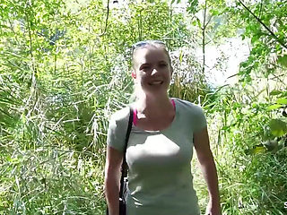 German Ginger Girl with Green Eyes Talk to Risky Public POV Fuck by Stranger