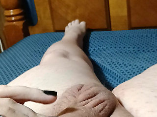 Shy small dick sissy in training jerks off and eats own small cumshot off camera after finishing