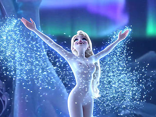 Stunning Nude Elsa Graceful and Elegant Sensual Poses in Her Magical Glowing Ice Palace Cinematic 3D Animation