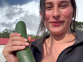 Pregnant woman shoves a pennine in her ass with great pleasure until orgasm