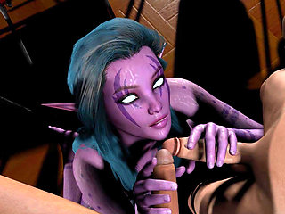 Night Elf Threesome with Two Hard Dicks
