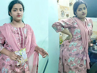 Maid aunty was sick so she sent her virgin step-daughter for work today