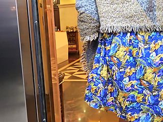 Hot Brunette Amateur MILF Flashing Pussy in Public in Hotel