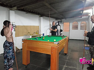 Playing naked pool with my boyfriend and my father-in-law