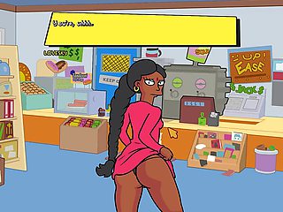 Cartoon movie, building, sexy ebony