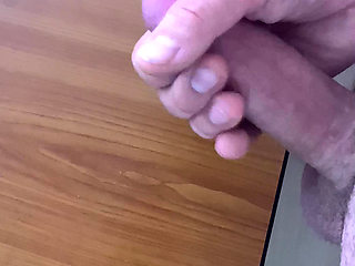 Morning handjob routine and big cum shot