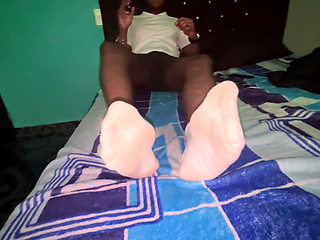 BRUNETTE VERGON GIVES A FOOTJOB TO HIS NEIGHBOR WITH WHITE SOCKS ON