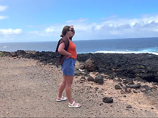 Nudist Girl Swimming Naked in the Natural Pool Outdoor