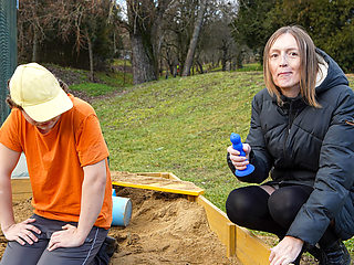 Young lad Jambie King banging the old hag Sara Schwarz