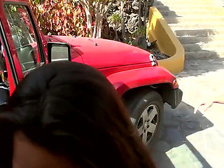 Naked Babes Sucking Cock and Washing Jeep Outdoors