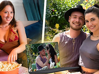 German amateur threesome blind date with stunning brunette Megan and her boyfriend - hardcore fucking, blowjob and eating pussy