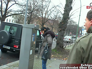 Super skinny German teen makes street sex casting