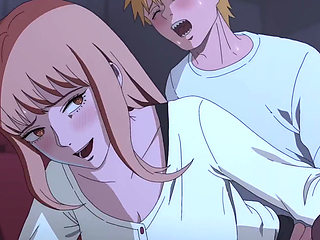 Chainsawman hentai - Makima has a hot sex with Denji in a movie theatre